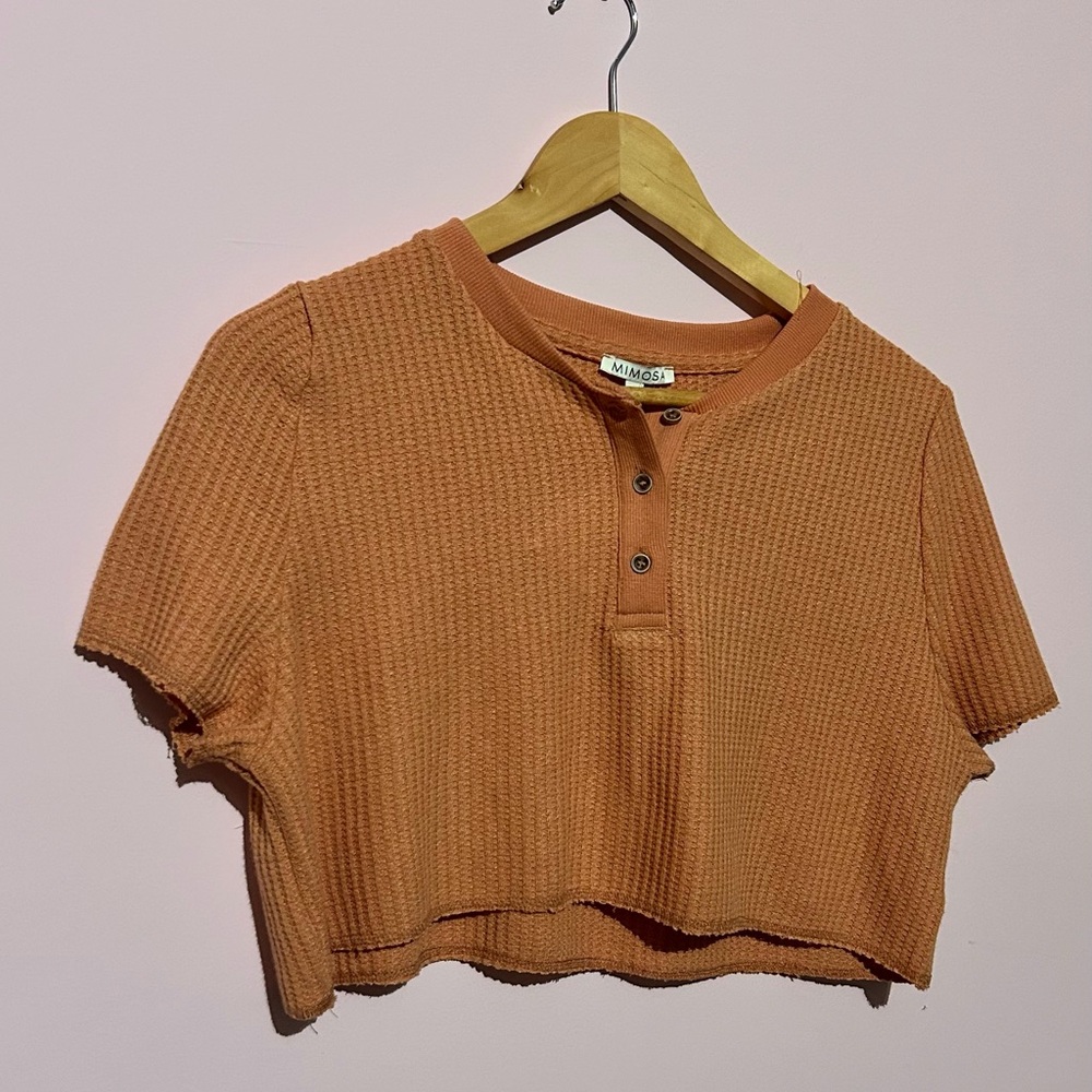 waffle knit cropped top